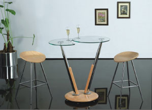 Twist Bar Table with Two(2) Bar Stools - Oak - Bar Furniture